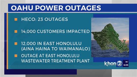 Hawaii kai power outage - HONOLULU (HawaiiNewsNow) - Power has been restored to thousands of customers in East Oahu following repairs to poles in mountainous terrain. HECO had said it expected to have power back on...